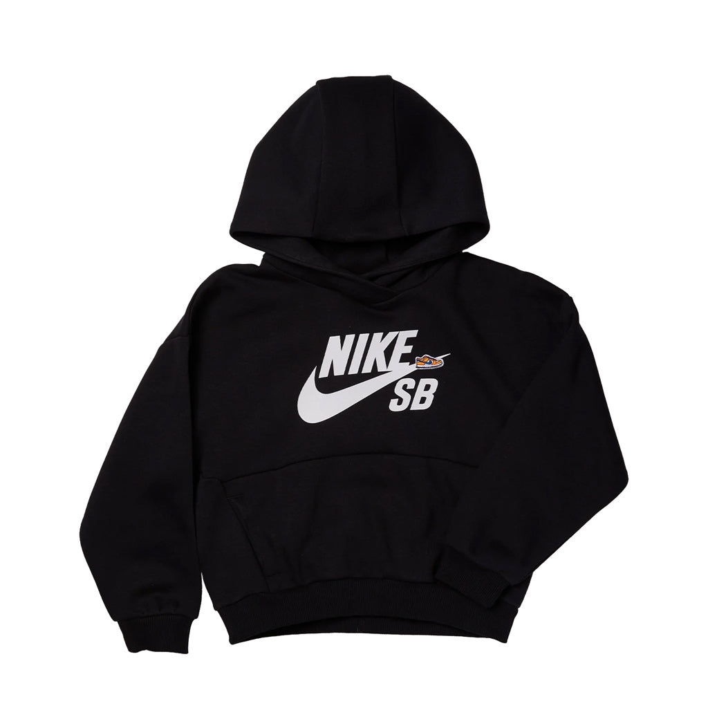 Nike SB Icon Youth Fleece Hoodie - Black/White. 80% cotton/20% polyester. Printed graphic. Dunk patch detail. FD3154-010. Shop Nike SB youth clothing and shoes online with Pavement, Dunedin's independent skate store. Free NZ shipping over $150 - Same day Dunedin delivery - Easy returns.