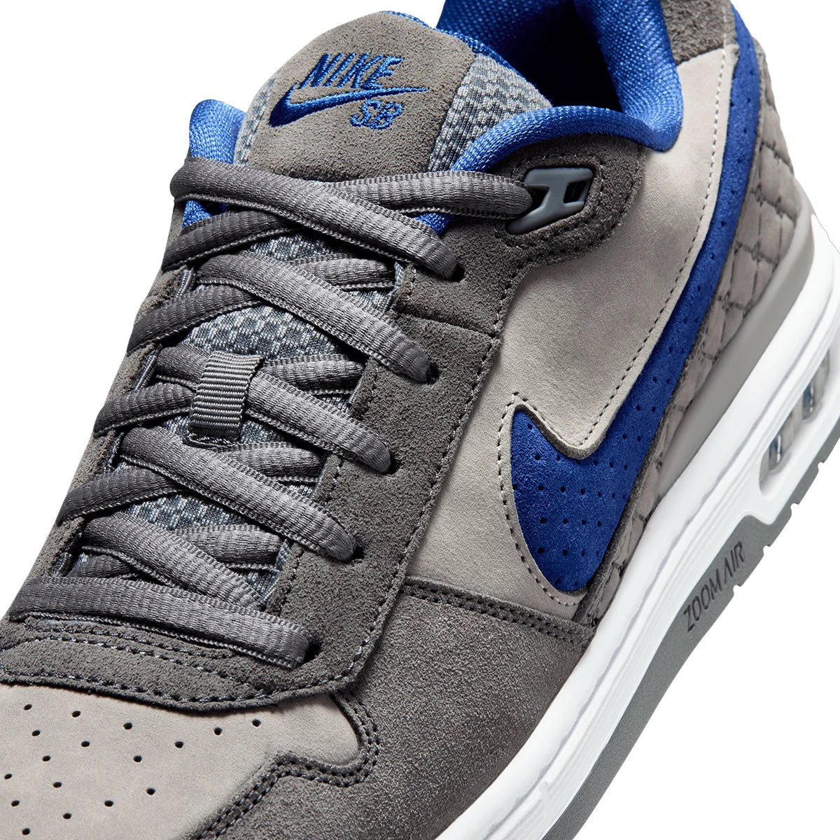 Nike SB P-Rod Zoom Air Skate Shoes Flint Grey/Deep Royal Blue-Flint Grey - IU7835-001 | Shop Nike SB online with Pavement Skate Store - Free Aotearoa shipping.