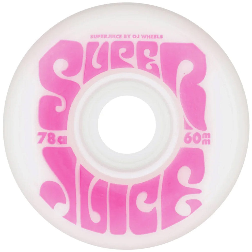 OJ's Super Juice skateboard wheels - White. 60mm. 78a. Road Surface: 37mm. Wheel Width : 45mm. Shop skateboard wheels online with Pavement, Dunedin's independent skate store, since 2009. Free NZ shipping over $150 - Same day Dunedin delivery - Easy returns.