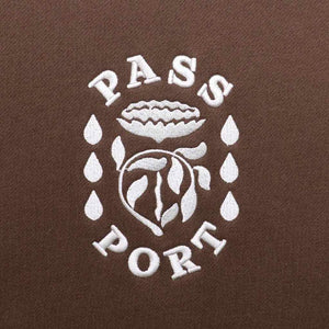Pass~Port Fountain Embroidery Sweater - Bark. Pass~Port Fountain embroidery sweatshirt  from range #39. Features embroidery on front in the classic Pass~Port sweater fit. 70% Cotton / 30% Polyester. Shop Pass~Port skateboards, clothing and accessories. Free, fast NZ shipping over $100 with Pavement Skate Store Dunedin.