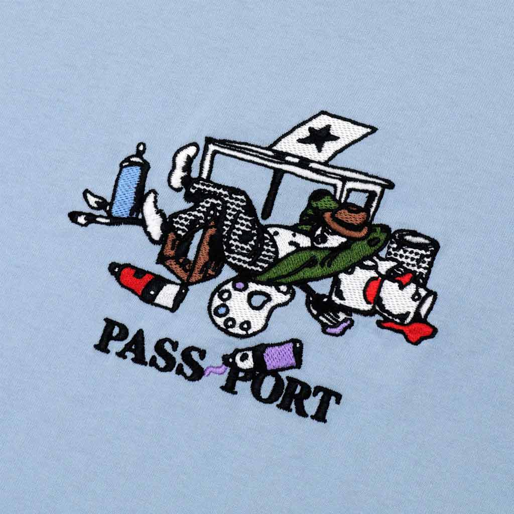 Pass~Port Lucid Dream Tee - Stonewash Blue. Range #43. The Pass~Port t-shirt is made from 100% cotton and features embroidery on front. Shop Pass~Port skateboard decks, clothing and accessories online with Pavement Skate Store Dunedin NZ. Free shipping across Aotearoa over $100*