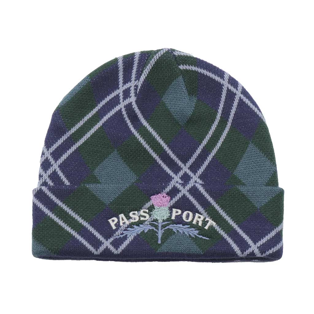 Pass~Port Thistle Beanie - Green Tartan. Pass~Port Thistle beanie in black from range #39. Made from 100% acrylic with embroidery on front. Shop Pass~Port skateboards, clothing and accessories. Free, fast NZ shipping on orders over $100. Pavement skate shop, Ōtepoti.