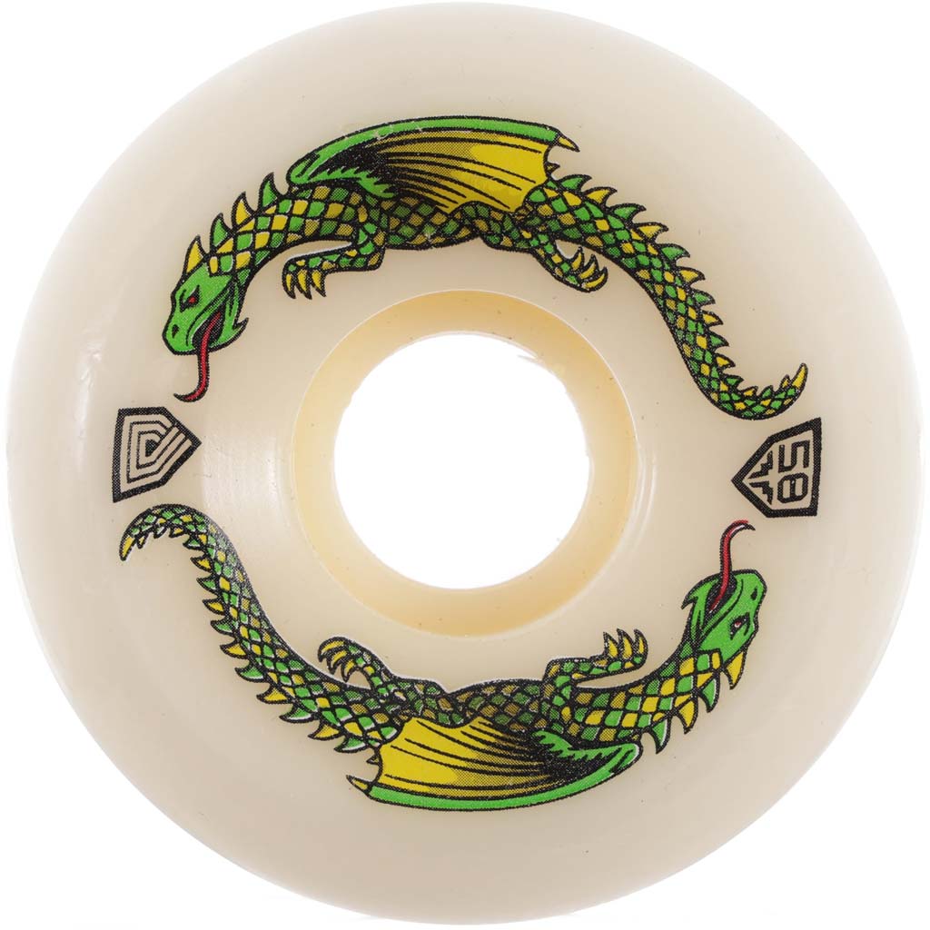 Powell Peralta Dragon Formula Skateboard Wheels - 58mm x 33mm - 93A. The amazing new Dragon Formula™ (DF) Urethane used to create these wheels is another industry leading innovation from Powell • Peralta. 