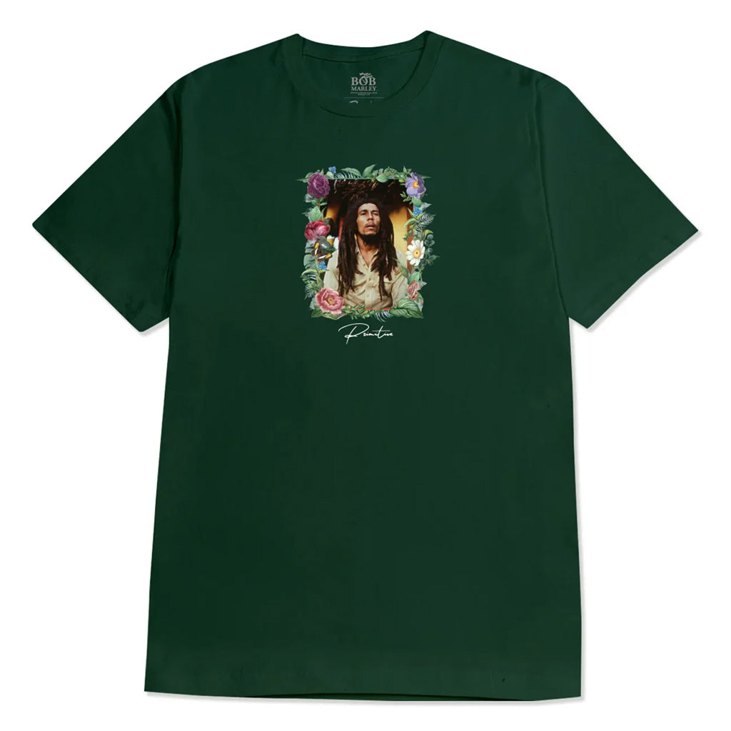 Primitive x Bob Marley Everlasting Tee - Forest Green. Limited edition Bob Marley collaborative piece. Artwork printed on front. 100% Cotton. Regular fit. Shop Primitive clothing and skateboard with Pavement online. Free NZ shipping over $150 - Same day Dunedin delivery - Easy returns.