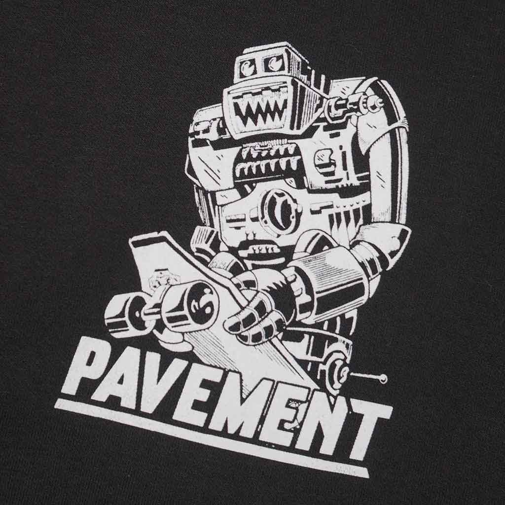 Pavement Robot Hoody - Black. 80/20 Cotton/Poly regular fit hood, featuring art work by Abe Hunter for Battle Magazine. Shop premium streetwear, skateboards, skate shoes and sneakers online. Fast, free NZ shipping over $100. Pavement, Ōtepoti's independent skate store since 2009.