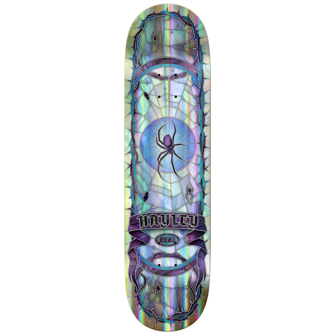 Real Hayley Wilson Rainbow Holographic Cathedral Skateboard Deck 8.06" x 31.3" | Free Aotearoa shipping when you order over $100* online | Pavement Skate Store