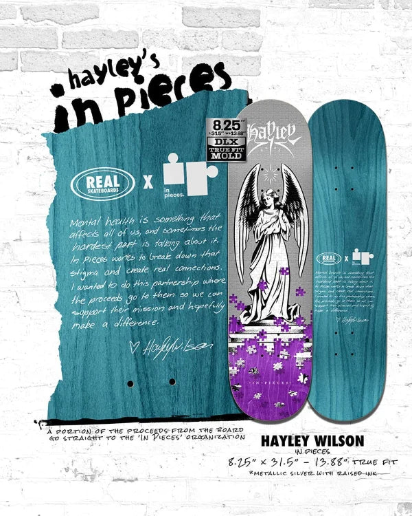 Real Hayley Wilson Pieces 8.25" True Fit Skateboard Deck | Shop skateboards online with Pavement Skate Store with free Aotearoa NZ shipping over $100*!