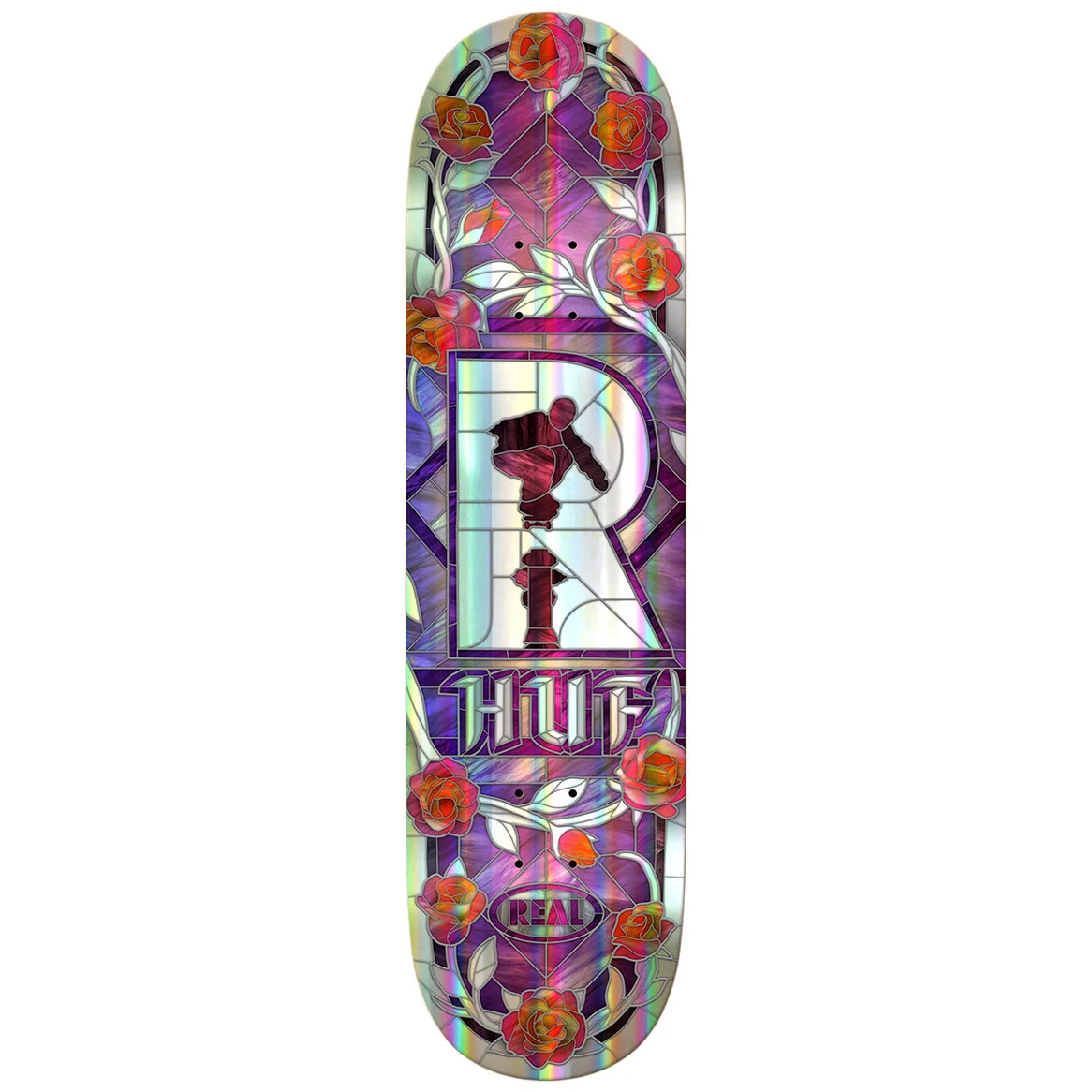 Real Huf Holographic Cathedral 8.25" Deck | Shop Real Skateboards online with Pavement with free Aotearoa NZ shipping on orders over $100*!