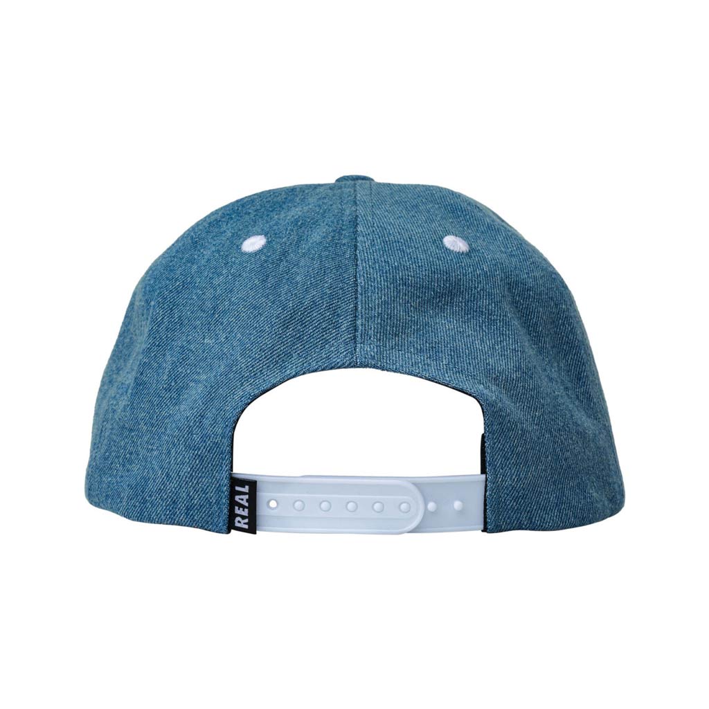 Real Street Cleaner Snapback  - Bleached Denim | Shop Real Skateboards online with Pavement Skate Store with free Aotearoa NZ shipping over $100*!
