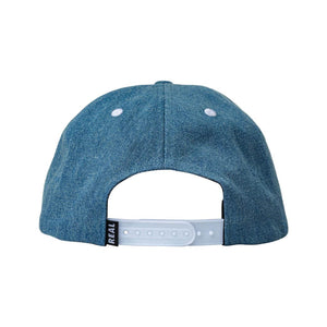 Real Street Cleaner Snapback  - Bleached Denim | Shop Real Skateboards online with Pavement Skate Store with free Aotearoa NZ shipping over $100*!