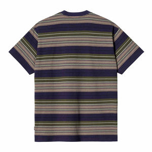 Carhartt WIP S/S Coby T-Shirt - Colby Stripe/Tyrian. I032995_1Z7_XX. 100% cotton Loose fit. Yarn-dyed. Flag label. Shop unisex tees from Carhartt WIP online with Pavement, Dunedin's independent skate store est.2009. Free NZ shipping over $150 - Same day Dunedin delivery - Easy returns.