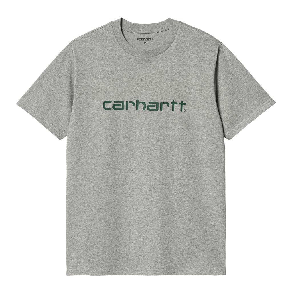 Carhartt WIP Script T-Shirt - Grey Heather/Chervil. The S/S Script T-Shirt is constructed from cotton jersey and features a graphic Script Logo across the front. I031047_24F_XX. Regular fit. Shop Carhartt WIP online with Pavement skate store. Free NZ shipping over $150 - Same day Dunedin delivery - Easy returns.