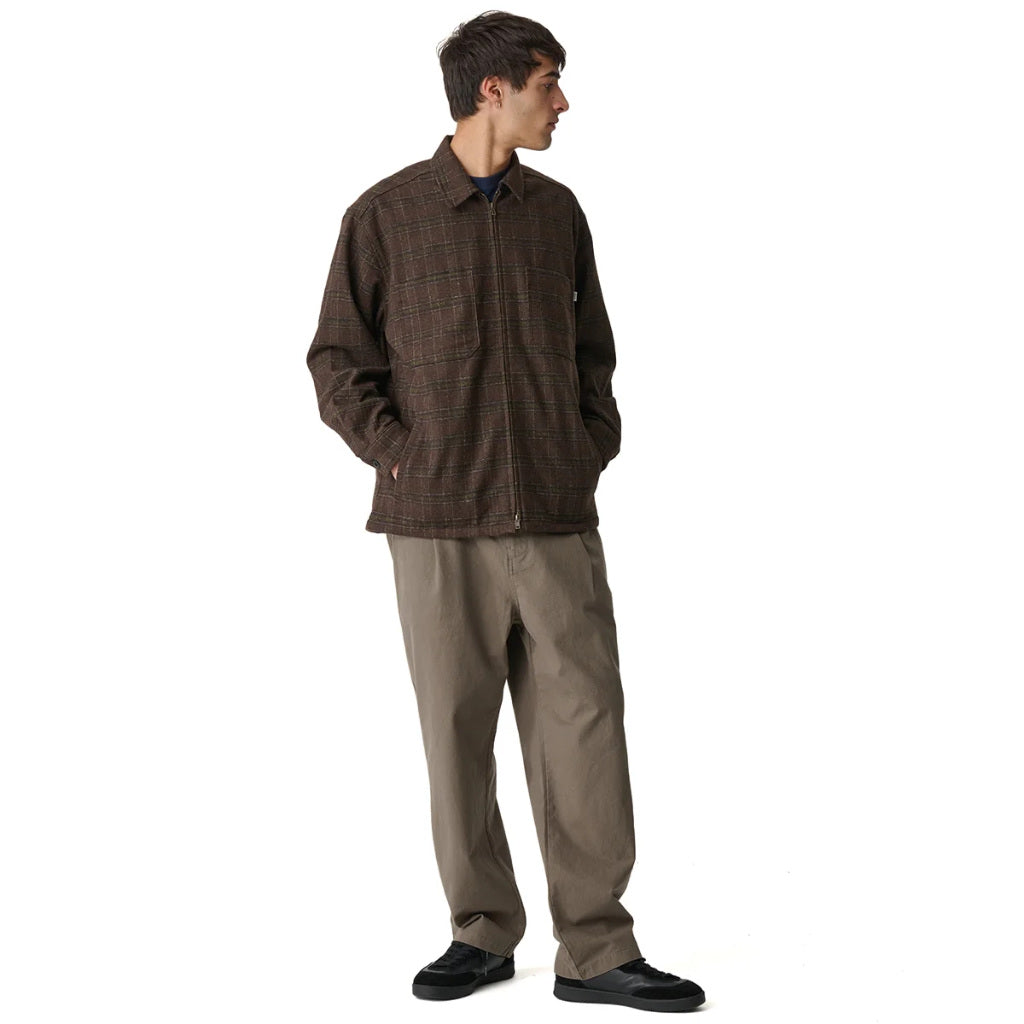 S/Double Long Sleeve Zip Thru Shirt - Chocolate | Shop S/Double clothing online with Pavement Skate Store with free Aotearoa NZ shipping over $100*!
