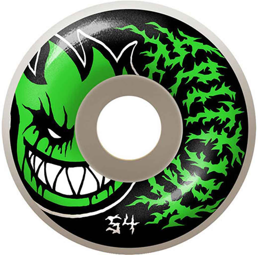 Spitfire Classic Bighead Deathmask Skateboard Wheels - 54mm - 99D - Width 34.5mm. Free NZ shipping on your Spitfire order over $100. Shop Spitfire skateboard wheels, clothing, headwear and accessories. Pavement skate shop, Dunedin.
