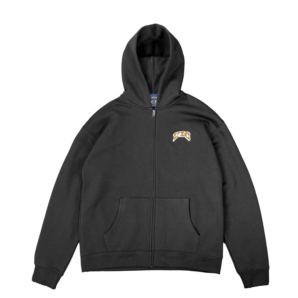VIC Splash Zip Hood - Black. Relaxed & boxy fit. Dropped shoulder. Midweight, 320 GSM 80% Cotton 20% recycled polyester anti-pill fleeceYKK zipper. Logo embroidery. Shop hoodies from VIC, Def Mfg Co., Dinosaur Club, Pass~Port, Butter Goods and Polar Skate Co. Free NZ shipping over $100. Pavement skate store, Dunedin.
