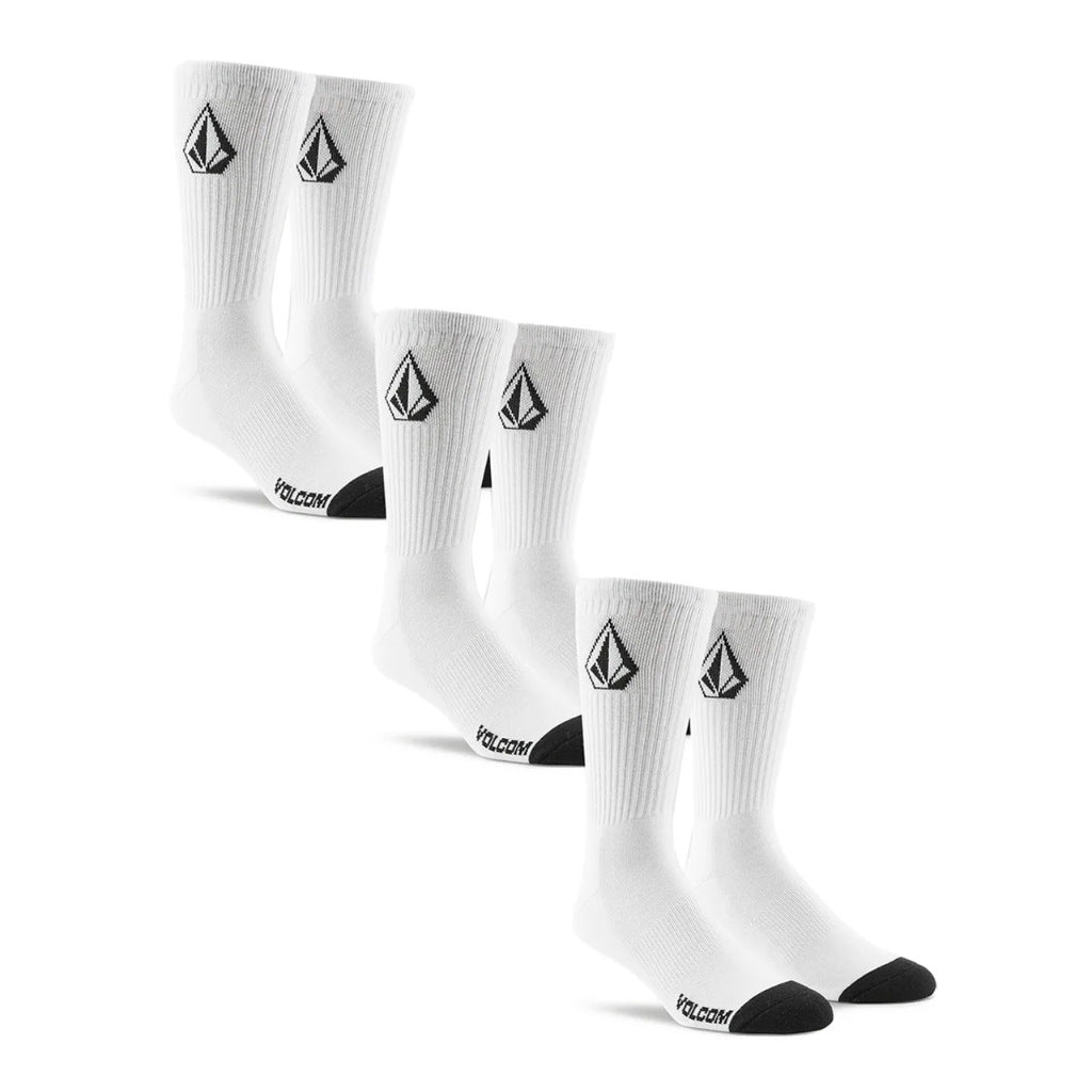 Volcom Full Stone Sock 3Pk in White | Free Aotearoa NZ delivery when you order Volcom online over $100* with Pavement Skate Store.