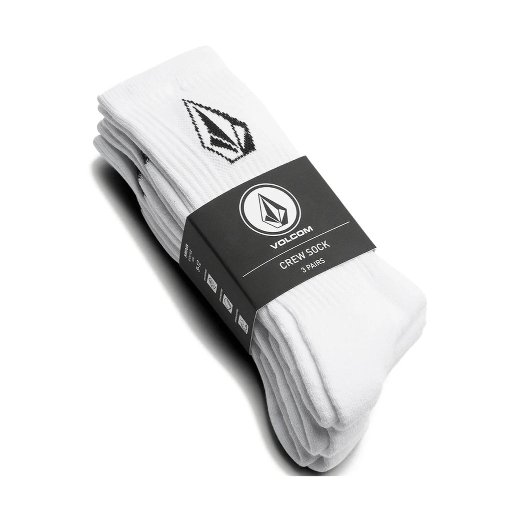 Volcom Full Stone Sock 3Pk in White | Free Aotearoa NZ delivery when you order Volcom online over $100* with Pavement Skate Store.