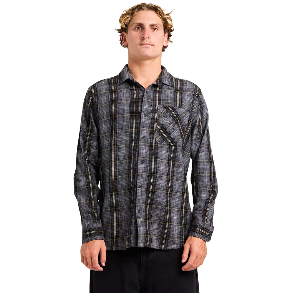 Volcom Heavy Twills Flannel in Gloss Black | Shop Volcom online with Pavement Skate Store and enjoy free Aotearoa NZ shipping on orders over $100*!
