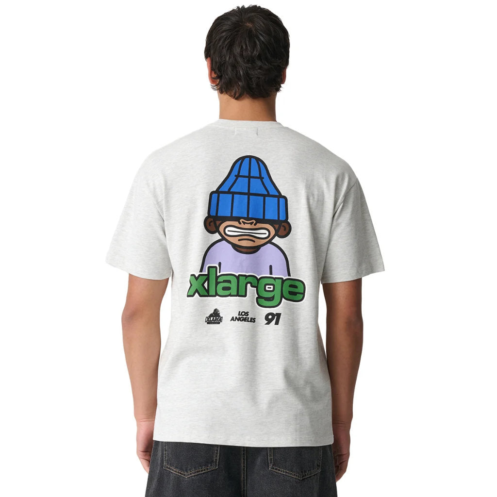 XLarge Grin Tee in Ash Heather | Shop XLarge brand clothing online with Pavement Skate Store with free Aotearoa NZ shipping over $100*!