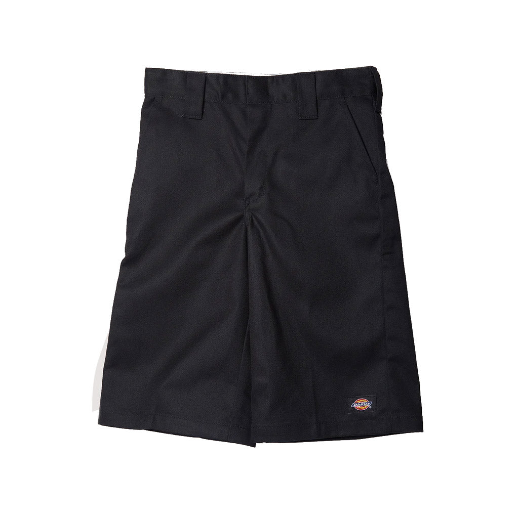 Dickies 38224 Youth Multi Pocket Short - Black. 65% polyester, 35% cotton. Flex waistband with belt loops. Hook and eye and zip front closure. Slant front pockets. Welt back pockets Woven labels. Buy Dickies youth clothing online with Pavement, Dunedin's independent skate store, since 2009.