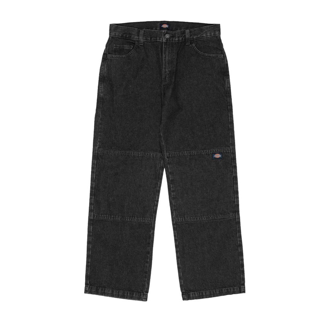 Dickies 85-283 Denim Loose Fit Double Knee Pant - Black 14 oz 100% cotton heavy weight denim. Double knee loose fit jean featuring metal post button front, sitting at true waist, wrinkle resistant, back welt pockets. K2220906. Free N.Z shipping on Dickies orders over $100. Pavement skate shop, Dunedin.