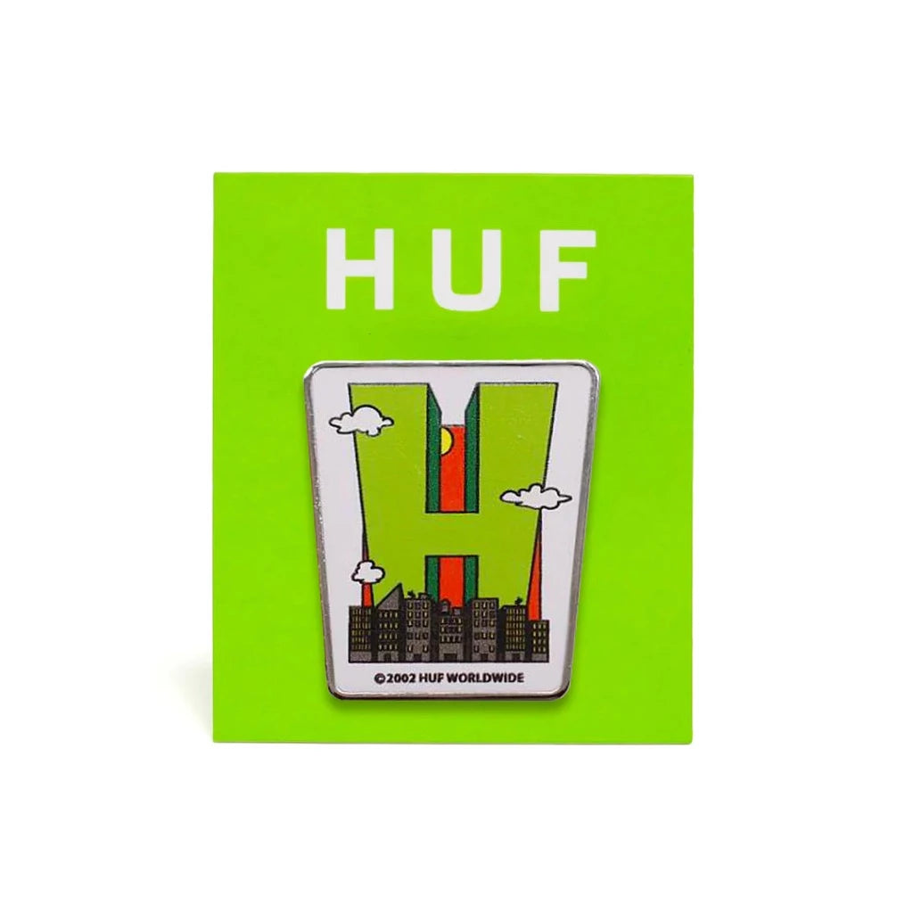 Huf City H Pin • 100% metal pin with enamel face• Die-cut design • Custom backer-card packaging Style: AC00704_SILVR