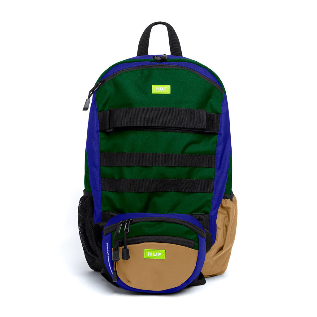 The Mission Backpack is the perfect pack for skateboarders. Built from heavy-duty poly treated with weather-proof coating, the bag features sturdy skateboard straps at the front while a spacious main compartment contains a padded laptop sleeve. The backpack includes side bottle pockets, sunglass & keyholder straps.