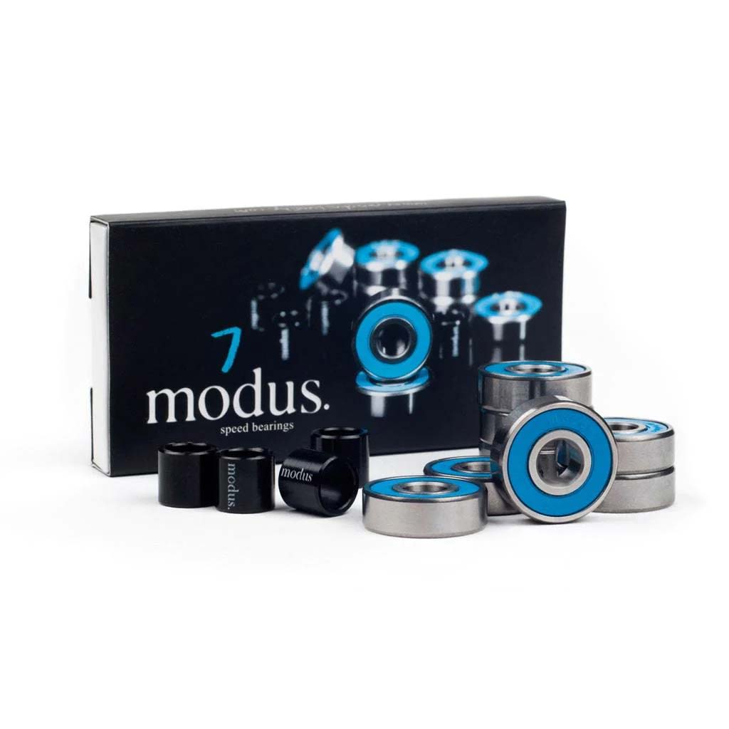 Modus Bearings - Abec 7. Reduce tolerances and deviation in the bearing's buildup means that there is less distortion under load giving you greater speed and duration. Shop skateboard hardware with Pavement, Dunedin's independent skate shop since 2009.
