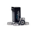 Modus Bearings - Black. Great value bearing that performs well, the Black Skateboard Bearings from Modus have a single removable shield, nylon cage and are made of high carbon chromium steel. Pregreased with super fast lube the Black Bearings are sold as a set of eight. Pavement skate shop, Dunedin.