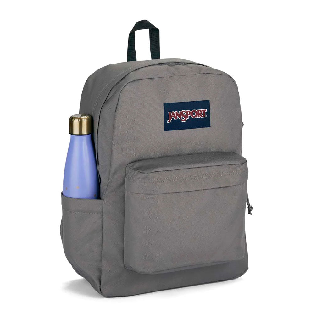 Jansport Superbreak Plus - Graphite Grey. The SuperBreak Plus is a great everyday pack and makes for an even greater school bag for students. Capacity: 26L. Weight 0.4kg. Dimensions: 42 x 32 x 14 cm. Fabric: 100% Recycled 600 D Polyester. Enjoy free N.Z shipping on your Jansport orders over $100. Pavement, Dunedin.