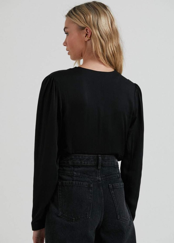 Afends Leni Recycled Button Up Long Sleeve Top - Black | Pavement