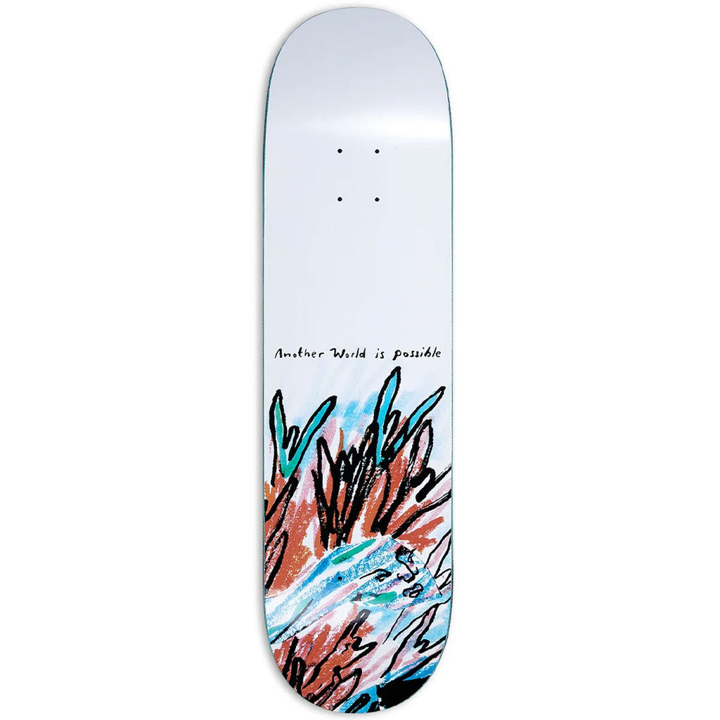 Polar Another World Is Possible Skateboard Deck 8.375" X 32.12". Nose: 6.9". Wheel Base: 14.375". Tail: 6.7". Team Model. 100% 7-ply Maple. Artwork by Pontus Alv. Enjoy free shipping across New Zealand and free grip with Pavement, Dunedin's independent skate shop.